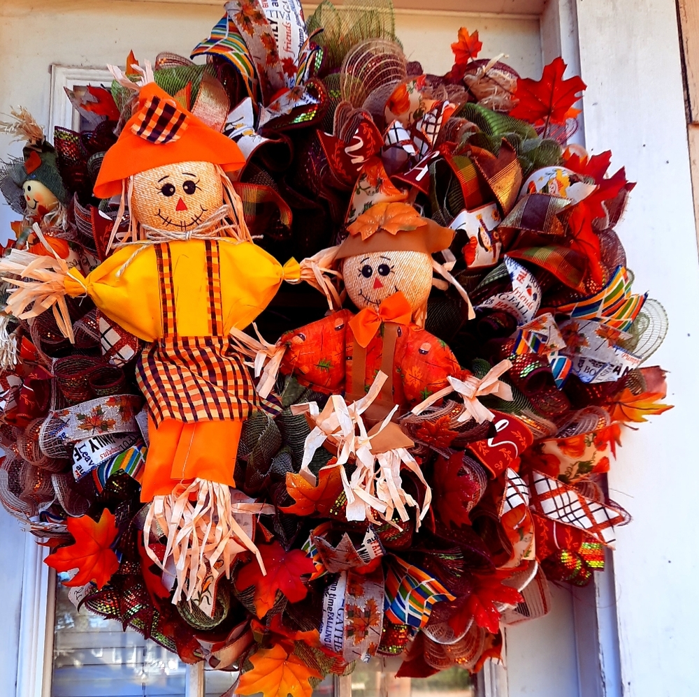 Handmade Scarecrow wreath ***clearance***